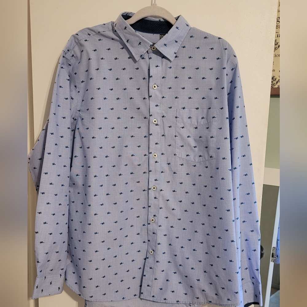 Van Heusen Light Blue Shirt with Navy Pattern